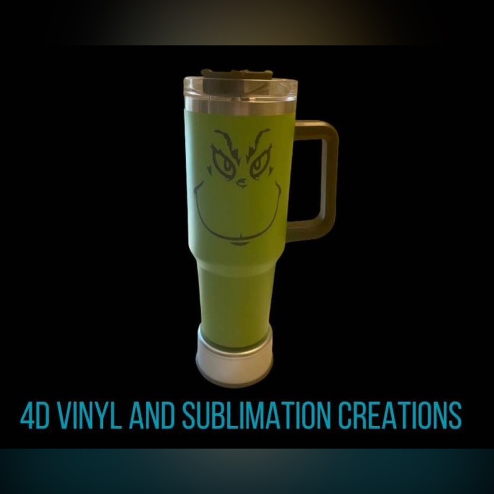 40oz Black Handle Grinch Tumbler